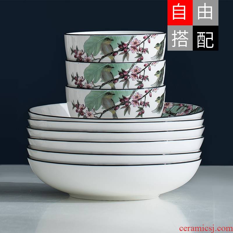 Ceramics thickening eat bread and butter of household of Chinese style effectively prevent hot soup bowl rainbow such as bowl dish dish dish fish dish taste a single plate