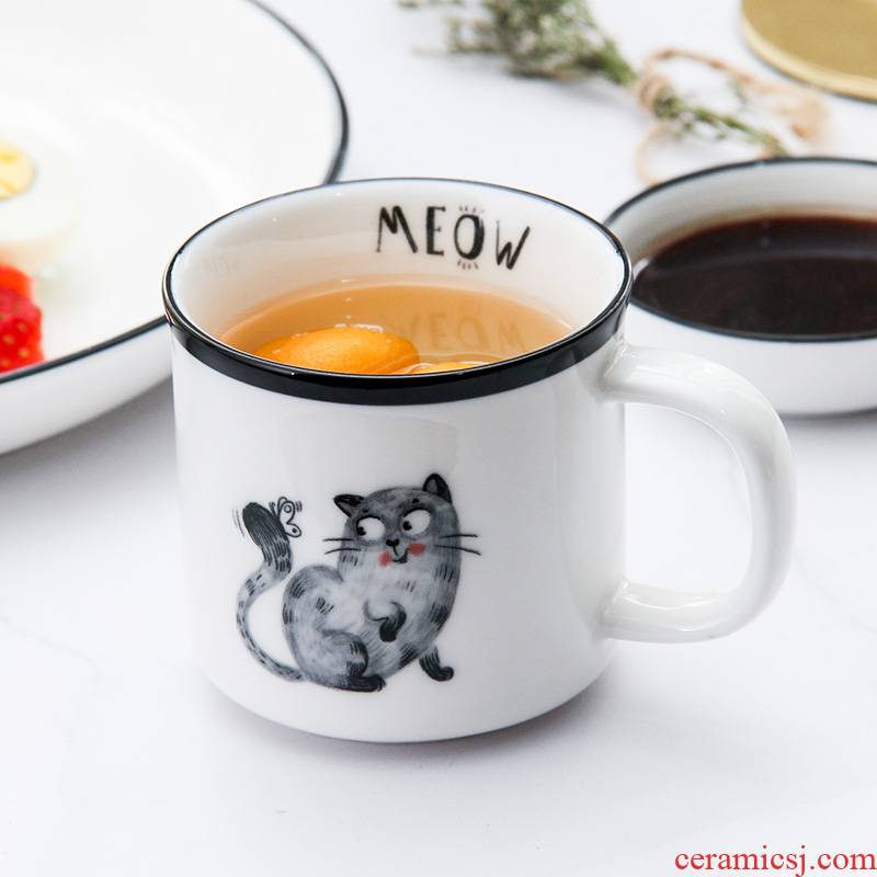 Cartoon cat ceramic mark cup a cup of milk for breakfast cup soya - bean milk cup home office cup ultimately responds cup