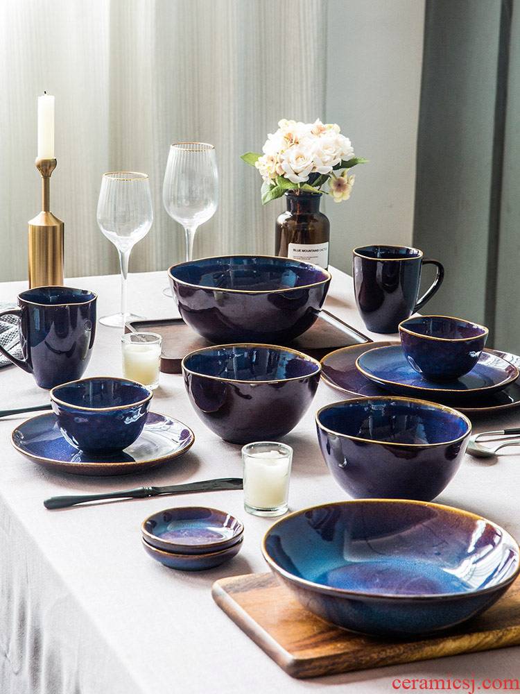 Nordic light wind household ceramics from the key-2 luxury of I and contracted dishes chopsticks dishes the table set to suit a gift box