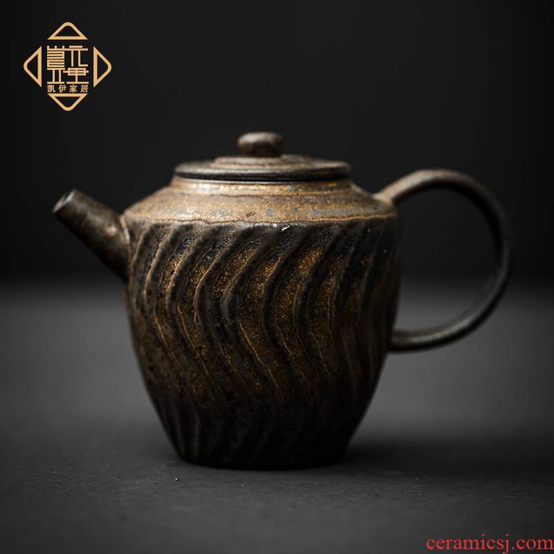 Japanese coarse pottery for gold 秞 teapot kung fu tea set off hand ewer teapot tea ware fambe single pot