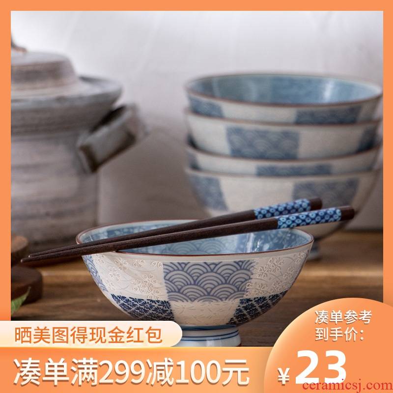 Tall bowl bowl of a single hat to job simple blue and white porcelain bowls new Japan move meinung burn imported from Japan