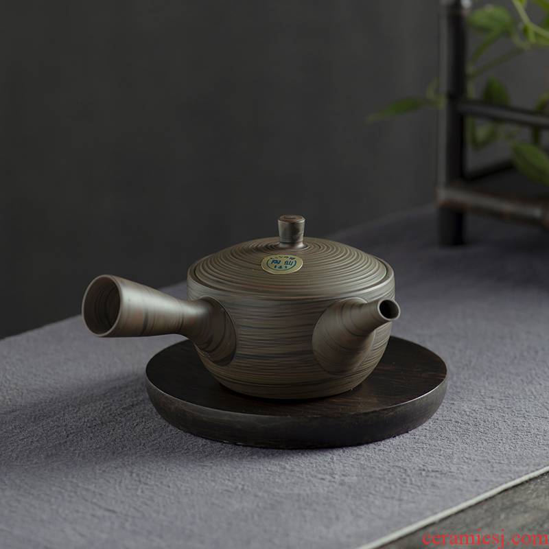Japan imported from the teapot, slip burn TaoXian one thousand section of the left hand rush their pot pot of Japanese tea set horizontal hand side