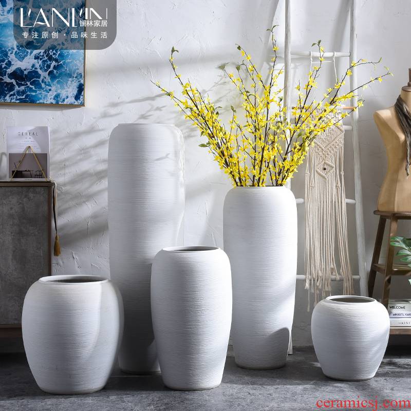 Modern Nordic large white vase ceramic flower arranging dried flowers simulation sitting room home furnishing articles ground adornment