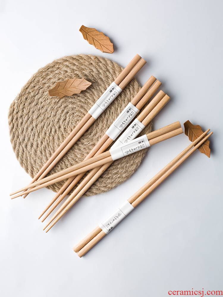 Porcelain color beauty of Japanese chopsticks tableware suit 10 pairs without lacquer idea for antiskid solid wooden chopsticks