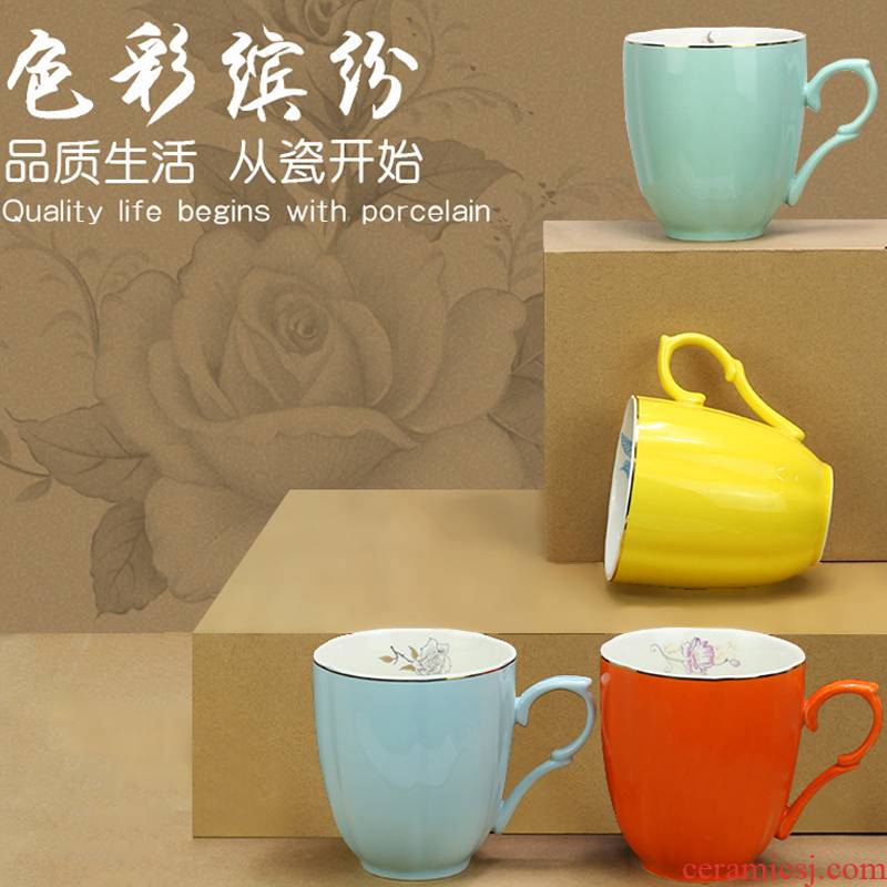 Leopard lam, elegant cup of jingdezhen ceramic tea set tea cup single people of blue and white porcelain cup with cover the meeting office