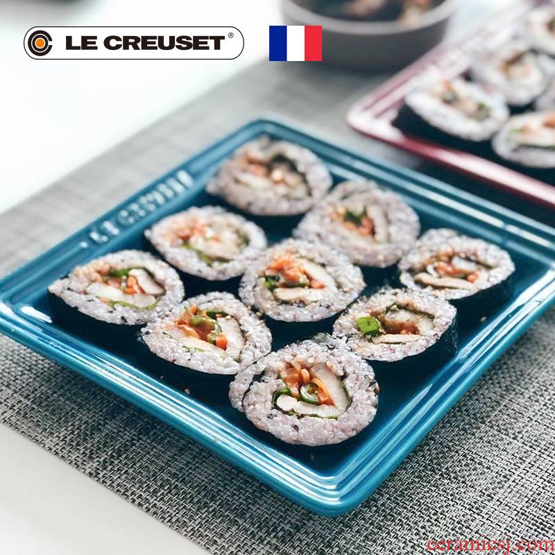 France 's LE CREUSET cool color stoneware 16 cm square plate, hot and cold food sushi rice, Japan and South Chesapeake