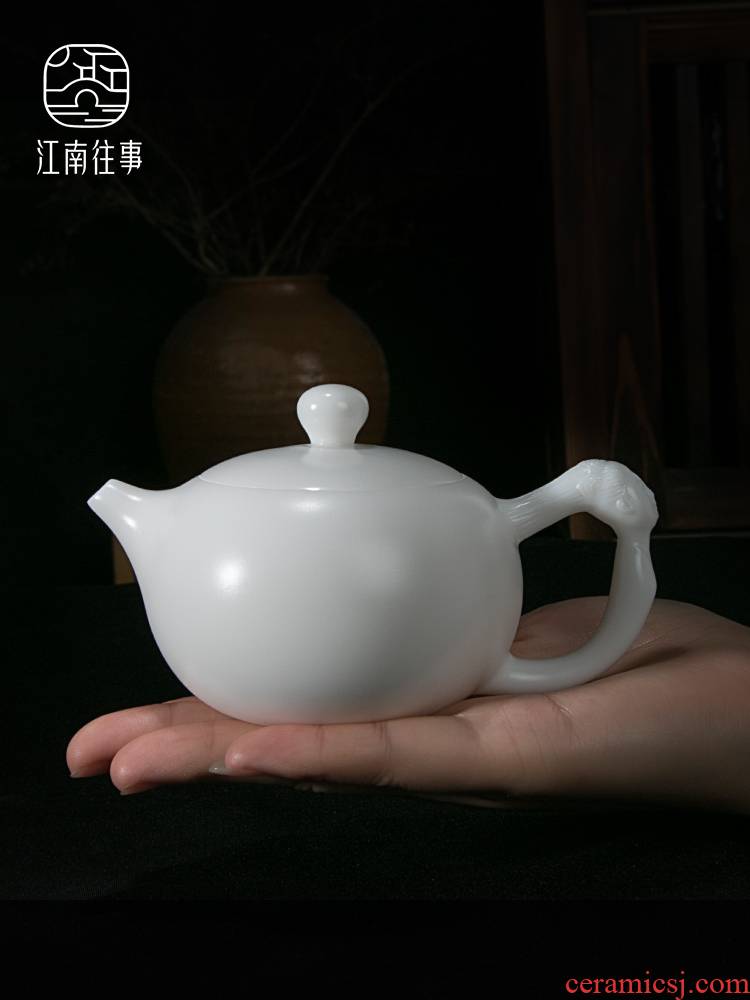 Jiangnan past kung fu household China beauty xi shi suet white jade teapot from lard white ceramic little teapot tea set