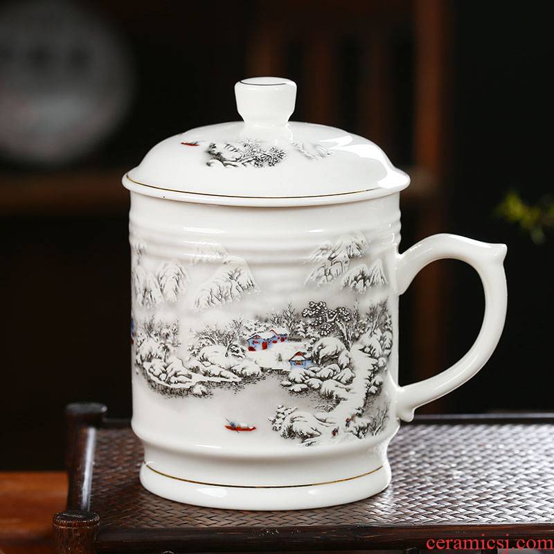 Jingdezhen ceramic big cups porcelain cup with cover personal mark cup home boss cup 1000 ml gift porcelain cup