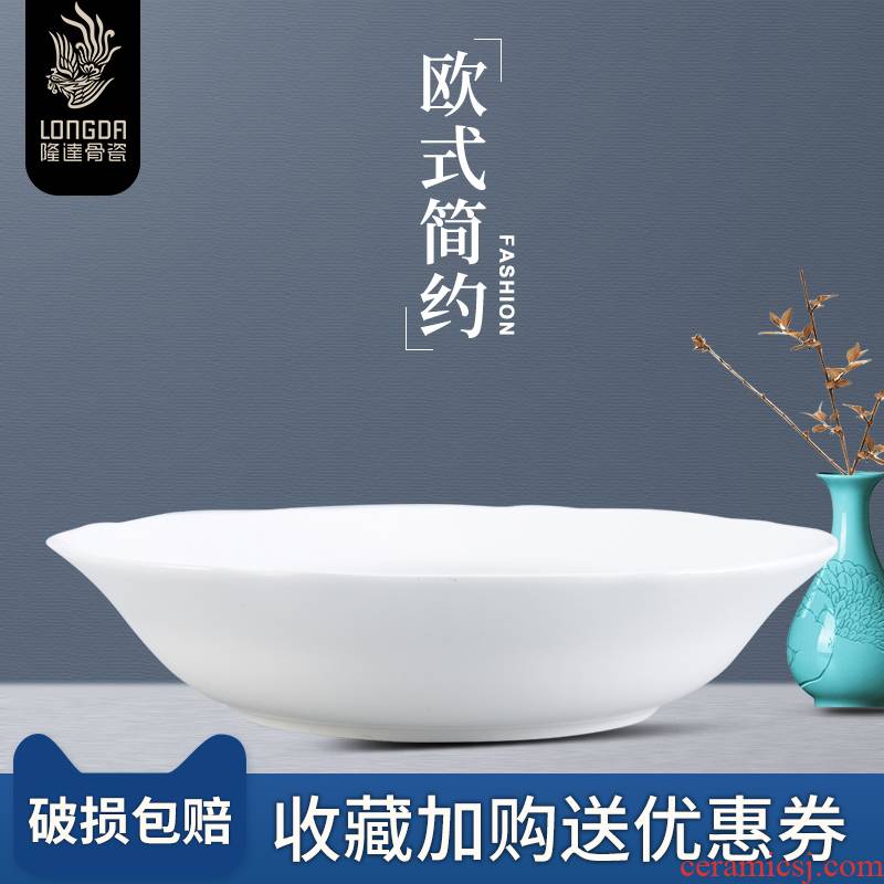 Ronda about ipads porcelain tableware pure white lotus expressions using 7.5 inch FanPan ceramic plate of Chinese style household food dish soup plate deep soup plate