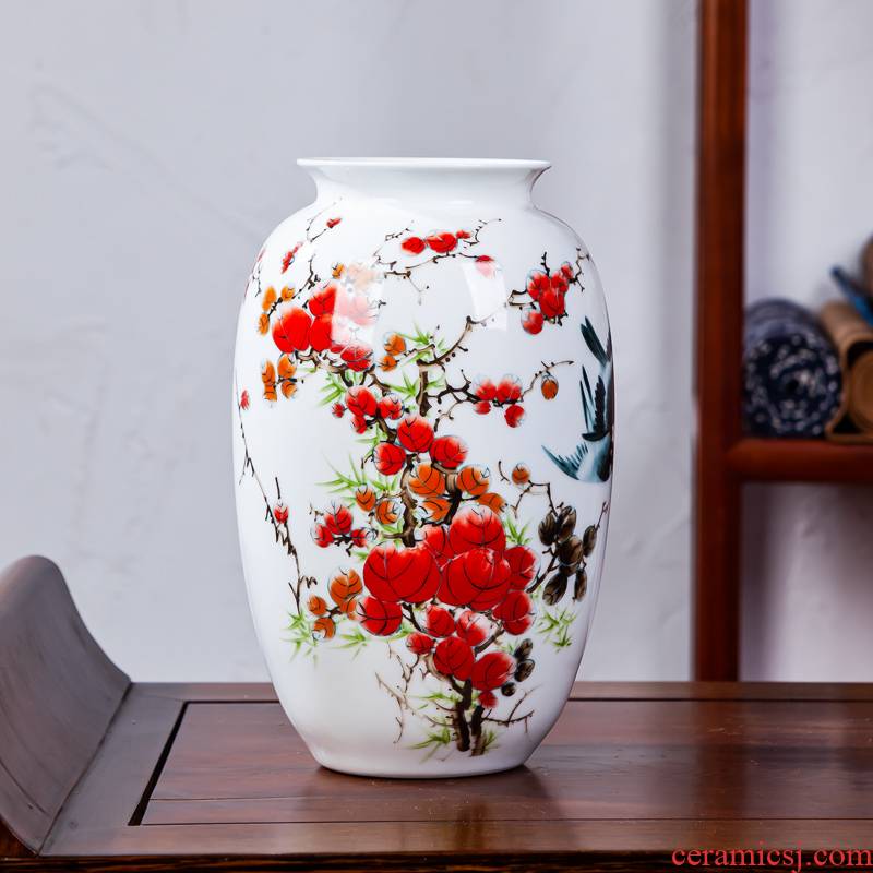 Jingdezhen ceramic vases, small home sitting room flower arranging I and contracted style famille rose decoration rich ancient frame furnishing articles