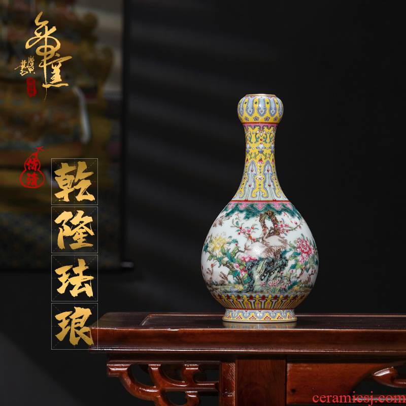Emperor up with pure manual archaize don 't crane, enamel bottle of jingdezhen ceramics of new home sitting room vase garlic furnishing articles