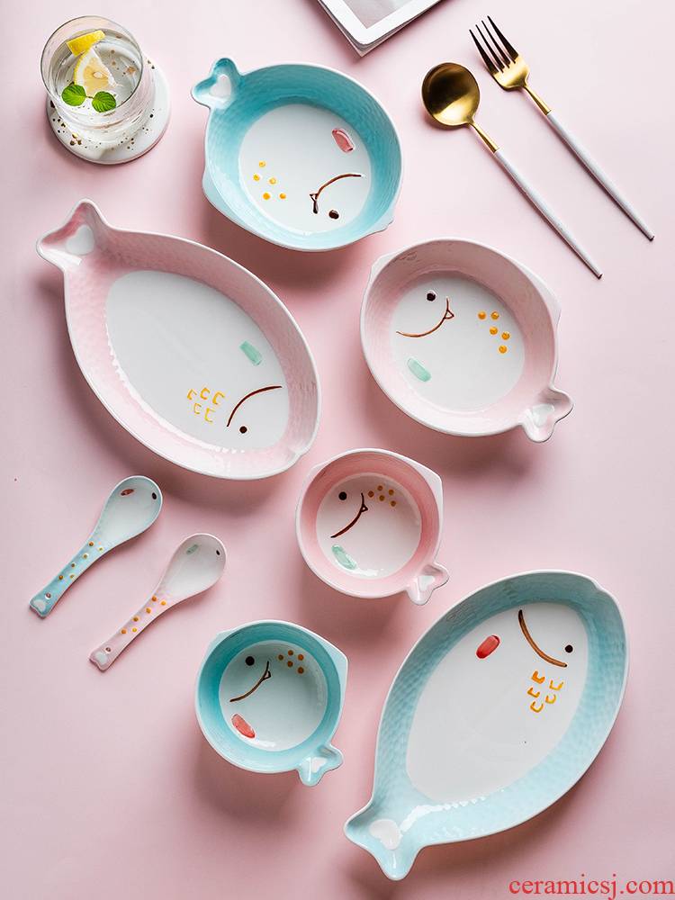 Modern housewives heart express animals tail fish dishes suit to use spoon, 0 creative dish the ceramic tableware