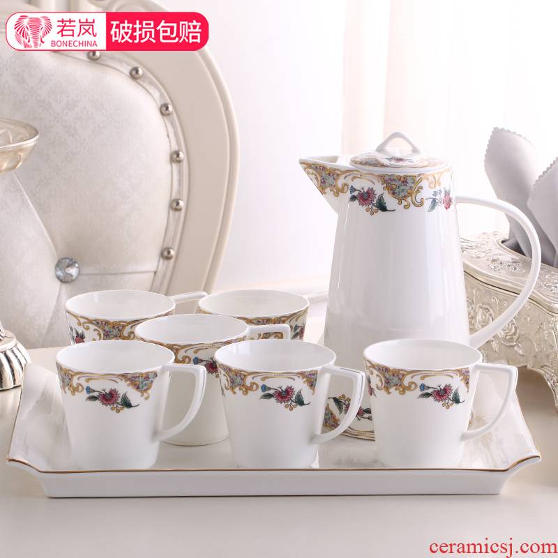 Ceramic tea set suit household six cups with pallet ultimately responds cup suit sitting room tea teapot tea cup