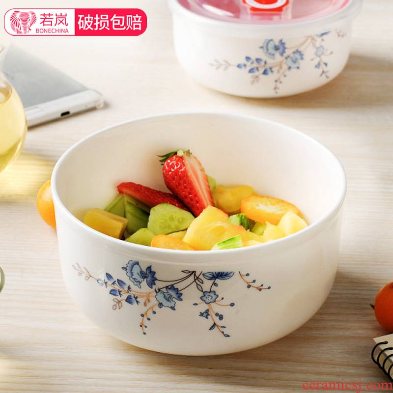 Ceramic preservation bowl with cover household three - piece ipads porcelain bowl mercifully rainbow such use microwave heat sealing bowl of individual students