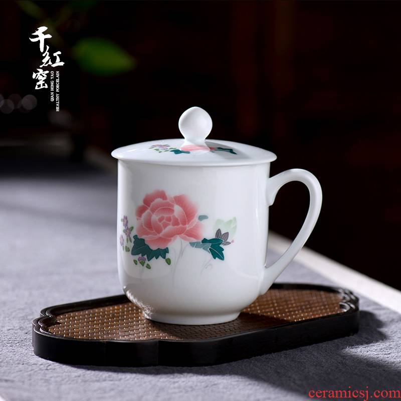 Liling porcelain ceramic cups with cover glass tea cup office under the glaze colorful hand - drawn home hospitality cups