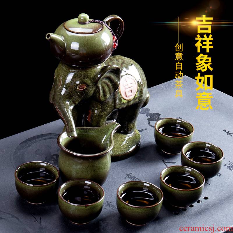 Jane is qualitative variable semi - automatic teapot lazy elephants creative shell of a complete set of hot ceramic kung fu tea set
