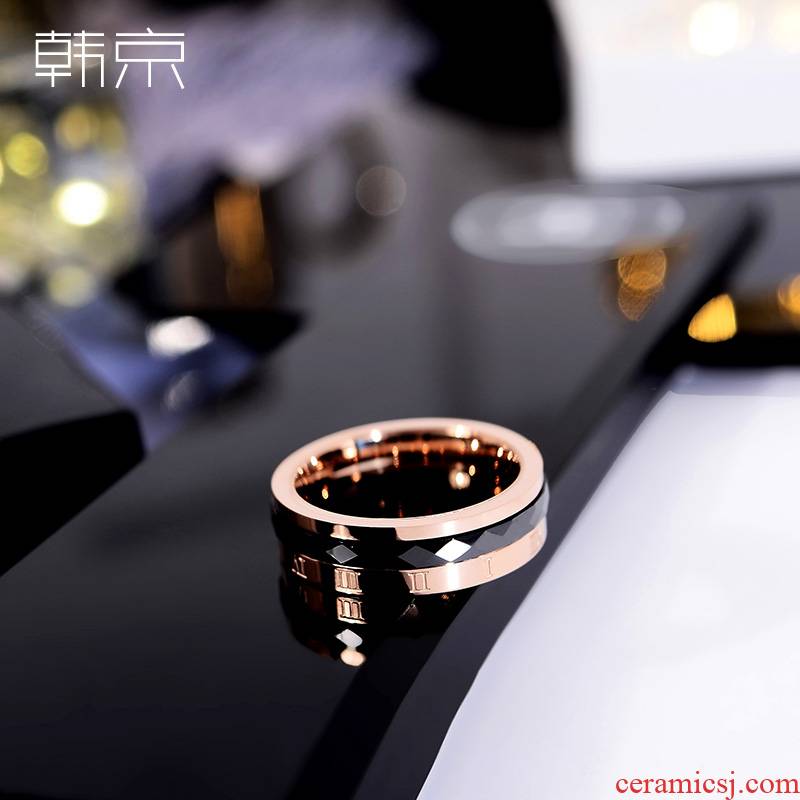 HJ, black ceramic ring real gold plated titanium steel, men and women lovers ring, Japan and South Chesapeake move accessories offered
