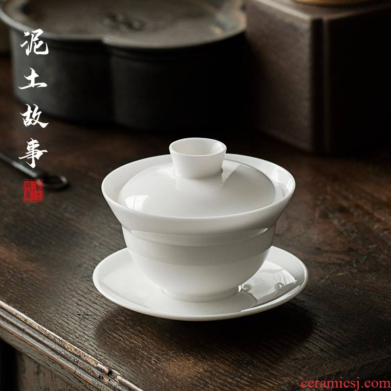 High white porcelain tureen ceramic cups to pure white porcelain ceramic bowl to bowl tea, kungfu tea accessories