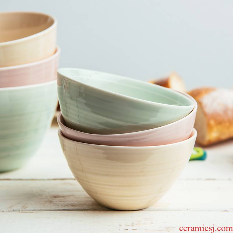 Lototo Nordic ceramic tableware creative job home large soup bowl rainbow such as bowl dish bowl rice bowls andaman
