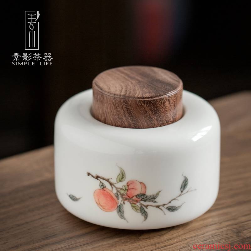 Plain film hand - made persimmon receives small caddy fixings creative tea warehouse household ceramic seal pot portable storage tanks