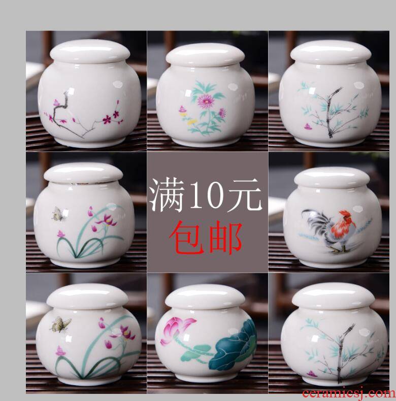 Blue and white porcelain tea pot ceramic small mini portable travel sealed as cans receives moistureproof box storage tanks