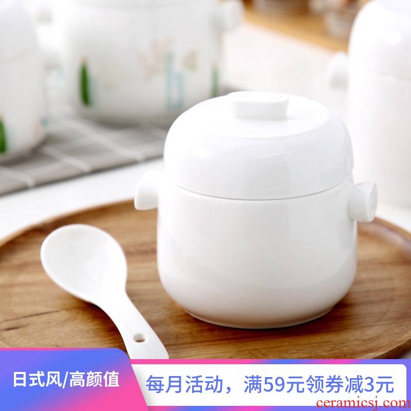 Kate with cover cup household pot stew stew stew water bird 's nest soup bowl dessert bowl of ceramic tableware steamed egg 1 doses