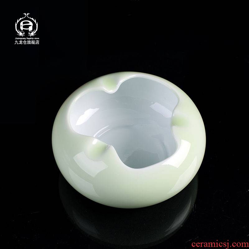 DH jingdezhen ceramic creative pea green glaze contracted sitting room tea table practical ashtray retro fashion and move