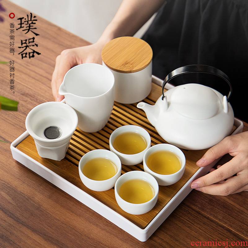 Japanese kung fu tea set the teapot suit household contracted modern office small sets of dry tea tray ceramic custom logo