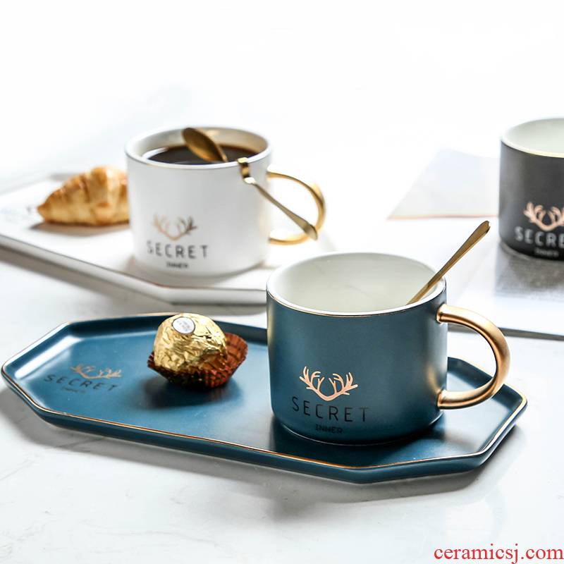 Antlers Nordic ins, coffee cups and saucers small European - style key-2 luxury household contracted ceramic cup English afternoon tea set
