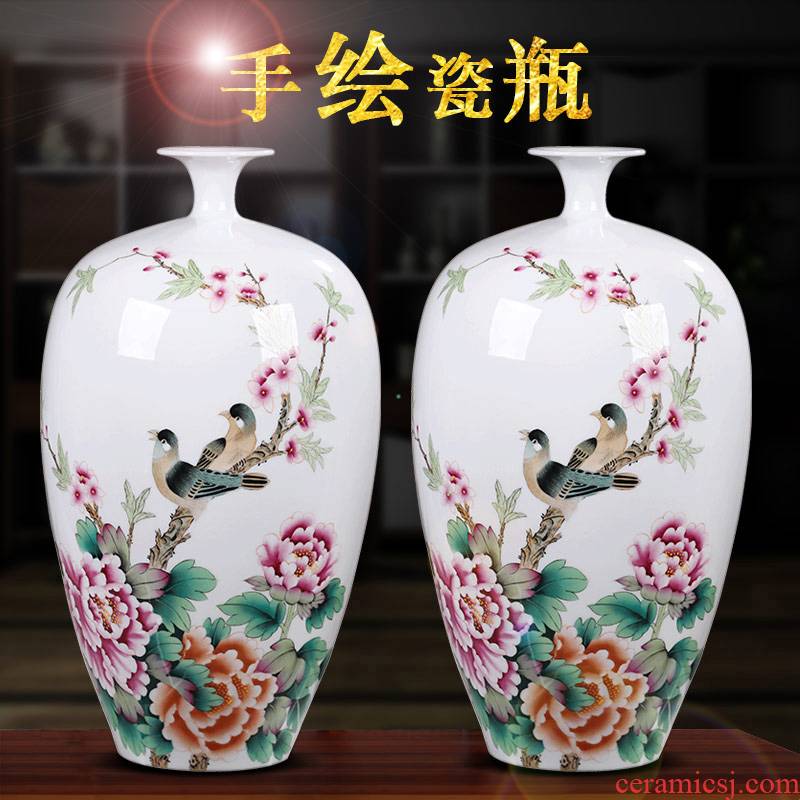 Hand - made ikea porcelain vase peony cabinet decoration ceramic sitting room porch place jingdezhen porcelain small expressions using