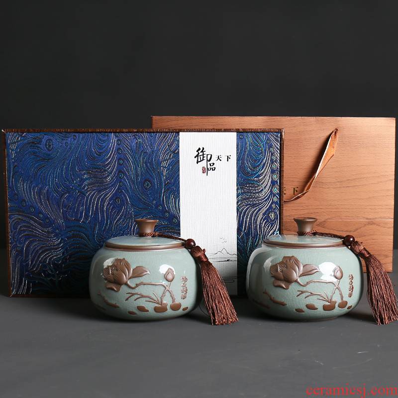 Ceramic tea pot seal pot bulk storage tanks, black tea, green tea pu 'er tea general receives an empty box gift box