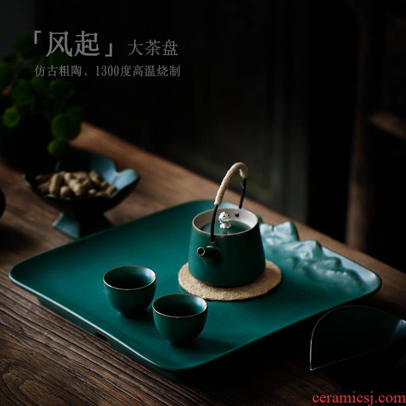 ShangYan Japanese contracted a rectangle of the big size ceramic tea tray tea saucer dish kung fu tea set dry tea tray
