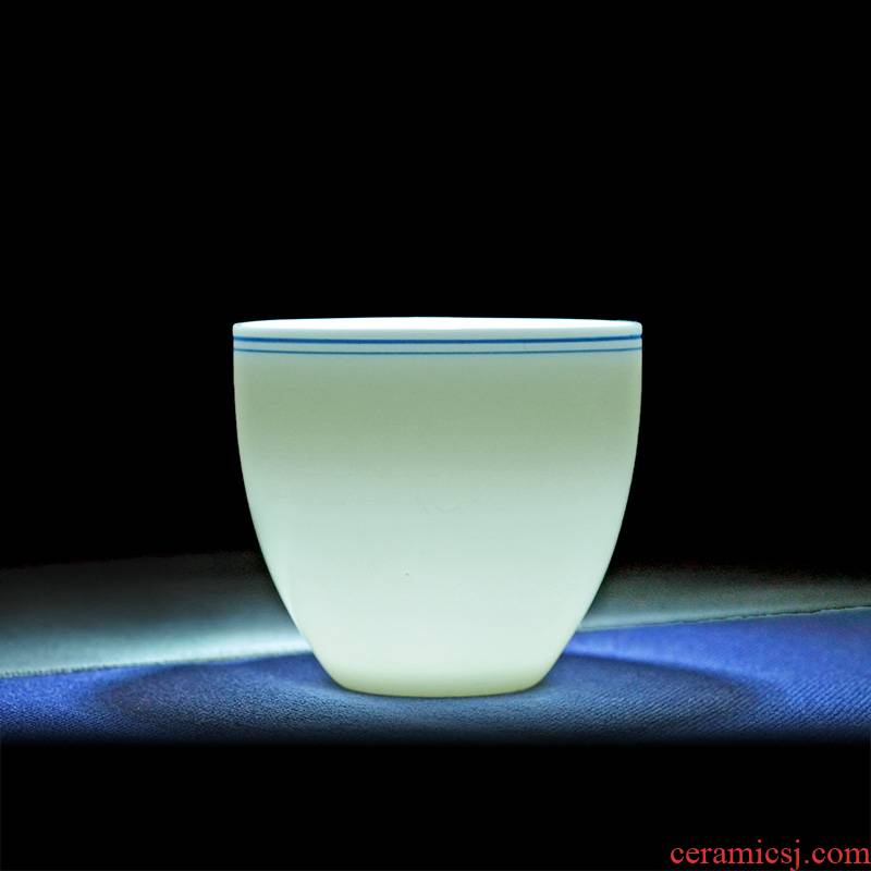 Blue and white xuan wen jun ware hand - made white porcelain cup double sample tea cup lie cup pressure hand cup kung fu tea set small cup