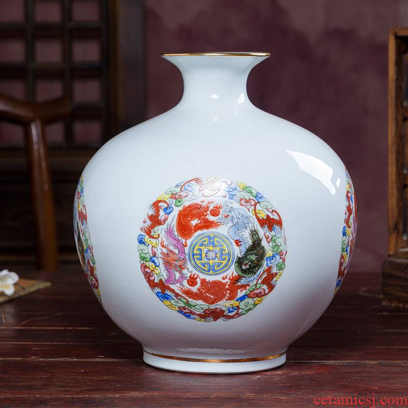 Jingdezhen ceramics Chinese antique vase living room TV cabinet in living in adornment handicraft pomegranate bottle small place
