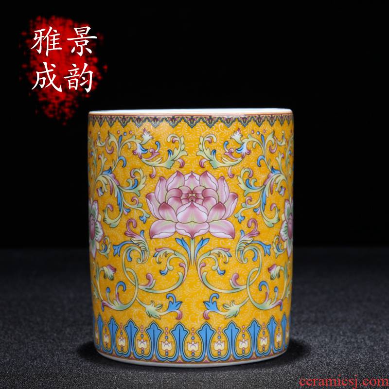 Jingdezhen porcelain enamel see colour pen container of new Chinese style decoration porcelain decoration in place to live in the living room a study desk
