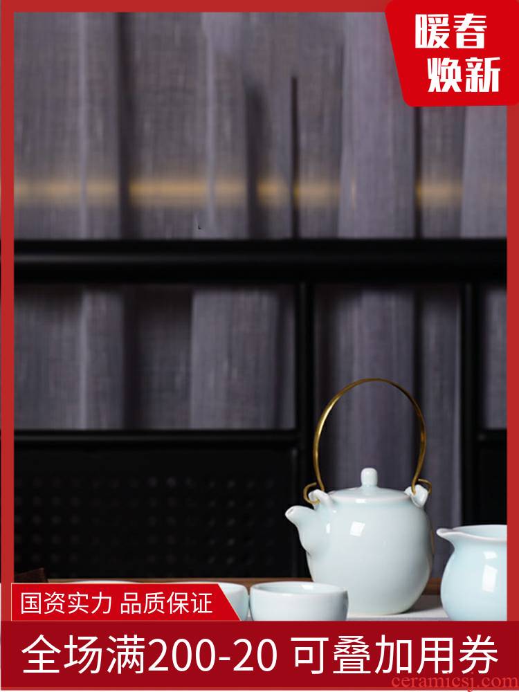 TaoXiChuan jingdezhen ceramic film blue admiralty girder with a complete set of Chinese kung fu tea sets the teapot teacup