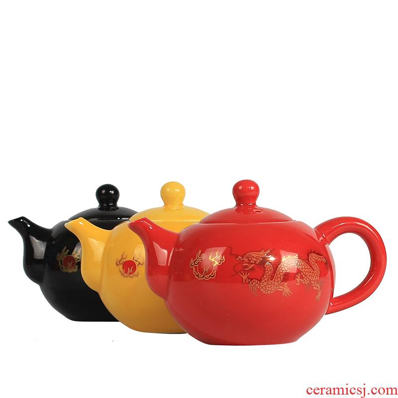 Ceramic teapot tea single pot of household contracted and I kung fu tea set a single red glaze teapot creative tea