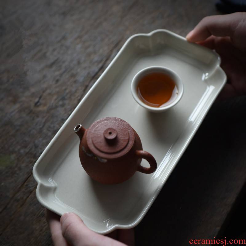 Poly real scene haitang ruyi dish plant ash glaze square ceramic pot bearing a pot of tea fruit tray