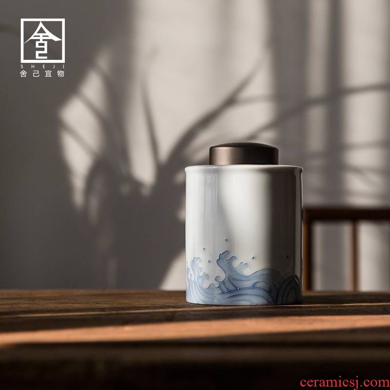 Tea warehouse caddy fixings household receives ceramic seal tank, Japanese porcelain moistureproof jingdezhen Tea storage tanks