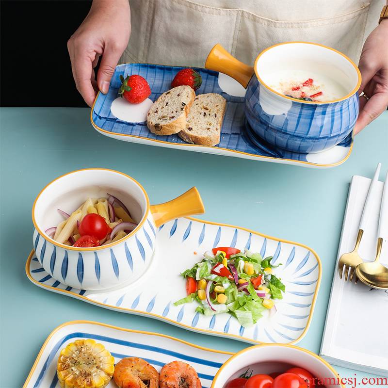 Tinyhome Japanese dishes suit one creative household food ceramic dishes tableware suit oatmeal for breakfast