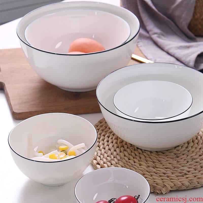 Jingdezhen ceramic home eat rice to use a single use of pure white ceramic rice bowl bowl Nordic contracted rainbow such as bowl, soup bowl