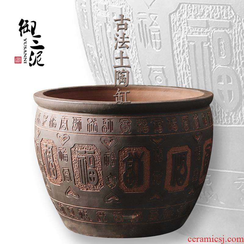 Jingdezhen ceramic head lotus carving ave VAT aquarium turtle carved large large earthenware tank base