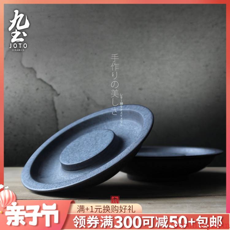 About Nine soil jingdezhen Japanese ceramic creative contracted character black glaze dry mercifully pot of bearing dry mercifully tea tray tea accessories