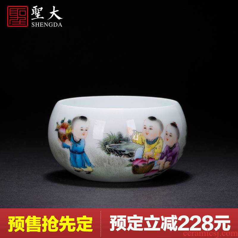 Santa teacups hand - made ceramic kung fu powder enamel baby play figure meditation master cup tea all hand of jingdezhen tea service