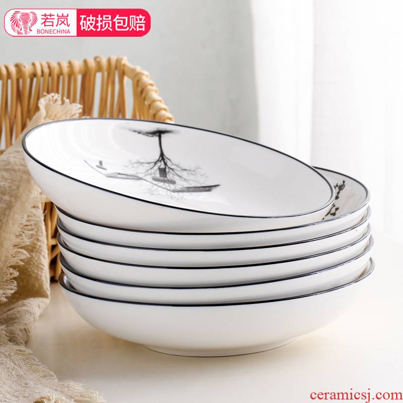 7 inch ceramic plate suit household food dish plate disc 6 FanPan European - style thickening deepen composite plate