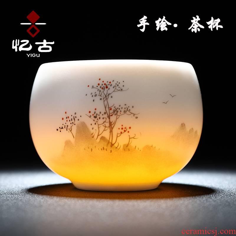 Have the ancient white porcelain jade porcelain hand - made teacup single CPU ceramic sample tea cup master cup single creative kung fu tea cups