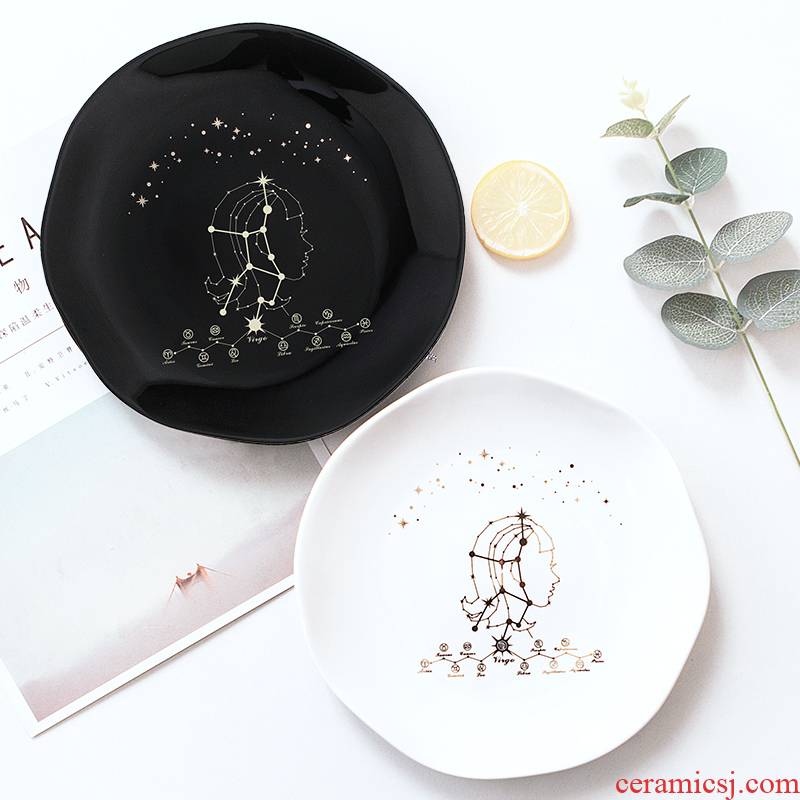 The zodiac steak plate plate household ceramics tableware Nordic plates breakfast tray was shing new western food dishes