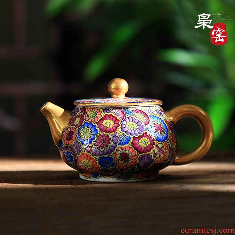 Jingdezhen hand - made colored enamel see xi shi pot on the glaze ceramic teapot little teapot kungfu single pot
