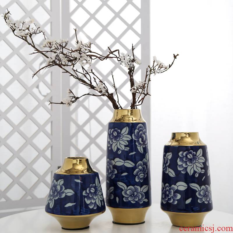 Mesa of jingdezhen ceramic light key-2 luxury furnishing articles table sitting room adornment ornament hydroponic vase simulation artificial flowers