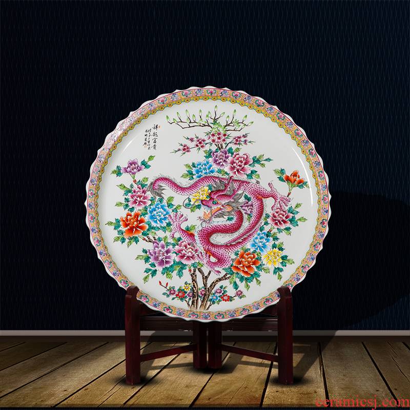 Jingdezhen ceramics hand - made famille rose decoration dish of Chinese style sitting room adornment metope place hotel hang dish